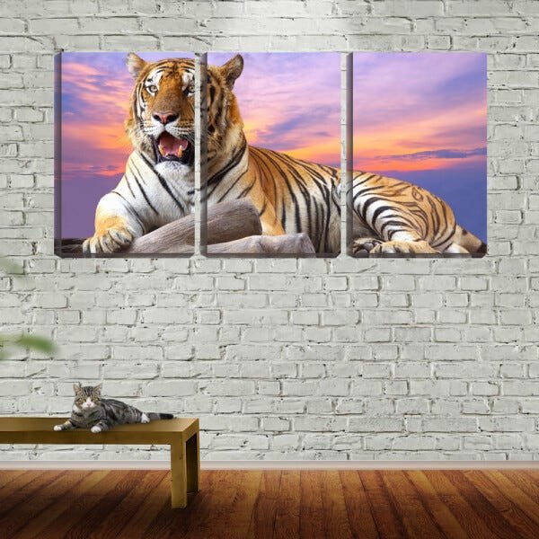 Quadro canvas 55x110 tigre ao pôr do sol - 2