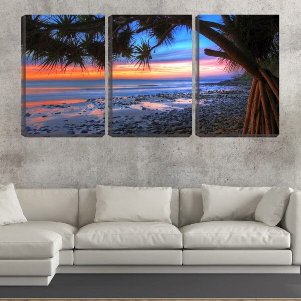 Quadro canvas 30x66 planta nativa na beira da praia - 2