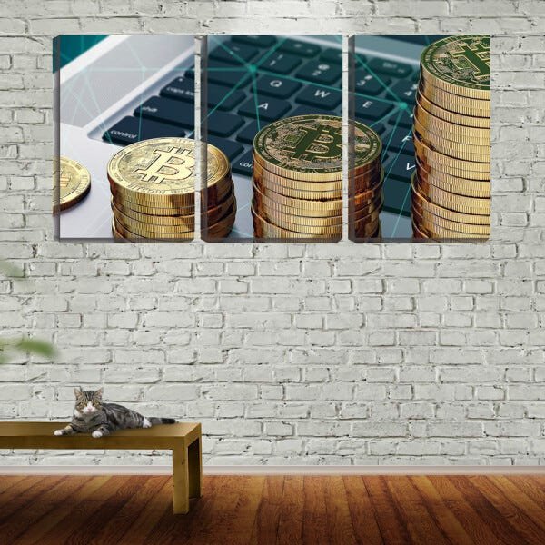 Quadro canvas 30x66 bitcoin sobre teclado - 2