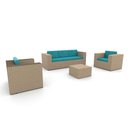 Ver imagem 1 de Conjunto de Sofá Fibra Sintética Taipa Quadrado - 1 Sofá 3L + 2 Poltronas + 1 Mesa Centro - Tecido E