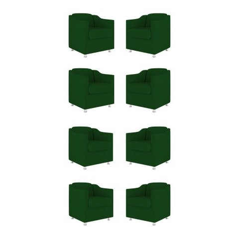 Kit 08 Cadeiras Poltronas Decorativas Sala de Espera Clinica Tecido Cor:verde