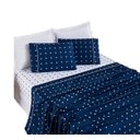 Ver imagem 4 de Jogo de Lençol Cama Casal 4 Peças Micropercal 200 Fios Petit Poá:azul Marinho