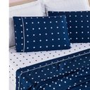 Ver imagem 3 de Jogo de Lençol Cama Casal 4 Peças Micropercal 200 Fios Petit Poá:azul Marinho