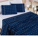 Ver imagem 1 de Jogo de Lençol Cama Casal 4 Peças Micropercal 200 Fios Petit Poá:azul Marinho