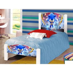 Cama de Criança Infantil Solteiro Adesivada Sonic - 1