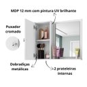 Ver imagem 4 de Espelheira Genova Armário 2 Prateleiras P/ Banheiro Clean:branco