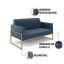 Ver imagem 6 de Sofá Namoradeira com 2 Poltronas Base Industrial Alta Dourado Marisa Suede Azul Marinho D03 - D'ross