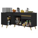 Ver imagem 2 de Kit Armário de Cozinha Balcão Canto 90cm e Gabinete Pia 120cm Veneza Multimóveis Mp2157 Preto/