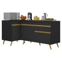 Ver imagem 1 de Kit Armário de Cozinha Balcão Canto 90cm e Gabinete Pia 120cm Veneza Multimóveis Mp2157 Preto/