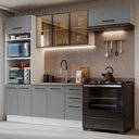 Ver imagem 1 de Armário de Cozinha Completa Agata 9 Portas 3 Gavetas MDP 270cm Branco e Cinza