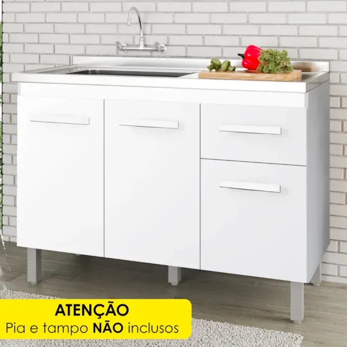 Ver imagem 2 de Balcao sem Tampo para Pia 120cm 9430 Branco Mobbs