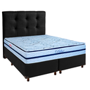 Ver imagem 1 de Cama Box + Colchão Queen Molas Ensacadas Blue Paropas + Cabeceira Estofada