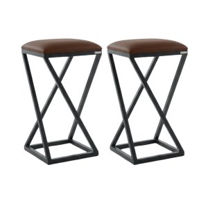 Conjunto 2 Banquetas Baixa sem Encosto Banquinho Churrasco Mesa Bar Z:marrom