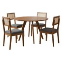 Ver imagem 1 de Mesa de Jantar Redonda Acerola com 4 Cadeiras Estofadas Palmas Linho Grafite Ornar