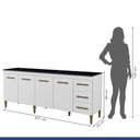 Ver imagem 2 de Balcão Atenas 4 Portas e 3 Gavetas Kaiki Moveis Branco