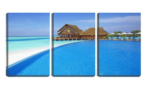 Quadro canvas 68x126 cabana a beira da piscina - 1