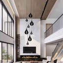 Ver imagem 5 de Lustre Pendente para Sala Pé Direito Duplo Rain Preto