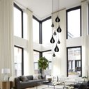 Ver imagem 1 de Lustre Pendente para Sala Pé Direito Duplo Rain Preto