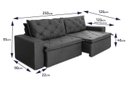 Ver imagem 3 de Sofá Cama Retrátil Reclinável 2,50m Bangkok Suede Velut Cinza Molas no Assento - King House