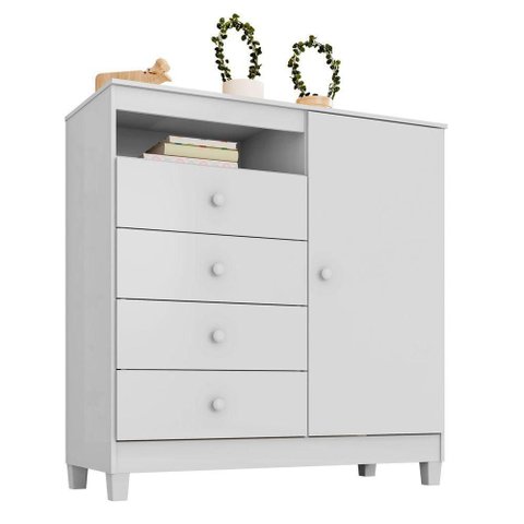 Cômoda Sapateira 1 Porta e 4 Gavetas Branco