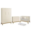 Ver imagem 1 de Dormitório Completo Infantil Classic 3 Portas, Cômoda 6 Gavetas, Berço Areia Fosco com Pés