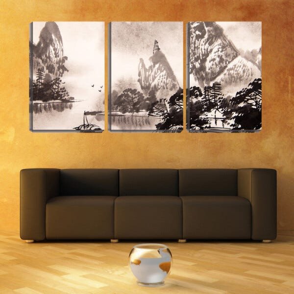 Quadro canvas 55x110 arte japonesa montanha - 2