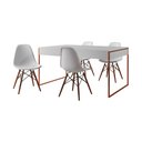 Ver imagem 2 de Mesa Jantar Industrial Retangular Filadélfia Branca 137x90cm Base Cobre com 4 Cadeiras Brancas Eiffe
