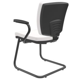 Cadeira de Escritório Fixa Executiva Office Preto Slim Baixa Flexi P03 Vinil Branco - Lyam - 7