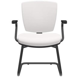 Cadeira de Escritório Fixa Executiva Office Preto Slim Baixa Flexi P03 Vinil Branco - Lyam - 2