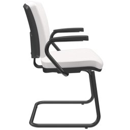 Cadeira de Escritório Fixa Executiva Office Preto Slim Baixa Flexi P03 Vinil Branco - Lyam - 6