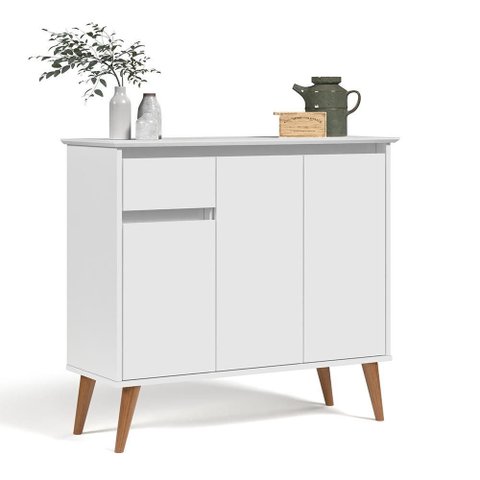 Aparador Buffet Veneza 3 Portas 1 Gaveta Branco – EJ Móveis