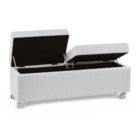 Recamier com Rodinhas Madri 1,40m Suede Branco - Inova Decorações