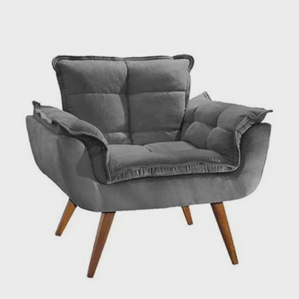 Poltrona Decorativa Opalla Sala de Estar Consultório Clinica Suede Grafite -decor Elity