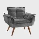 Ver imagem 1 de Poltrona Decorativa Opalla Sala de Estar Consultório Clinica Suede Grafite -decor Elity