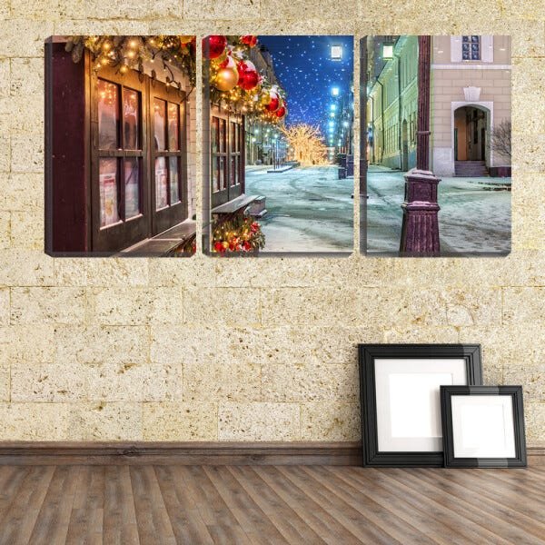 Quadro canvas 30x66 decoração natalina na rua - 2