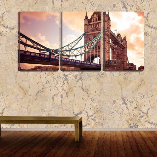 Quadro canvas 30x66 ponte de pedras londres - 2