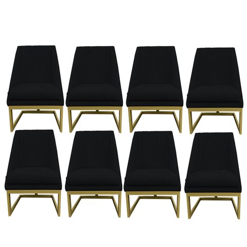 Kit 08 Cadeiras para Sala de Jantar Ana Base de Ferro Suede Preto - D'classe Decor