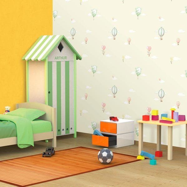 Papel de Parede Infantil Vinílico 10m X 53cm Creme Balões - 7