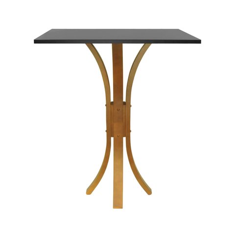 Mesa Bistrô Valencia Madeira Maciça e Tampo Quadrado - Amêndoa - Tampo 80x80 Laqueado Preto