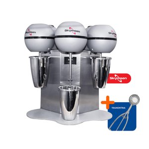Batedor de Milk Shake 3 Copos 0,8L Profissional Inox BMS-3 220V Skymsen + Concha de Sorvete