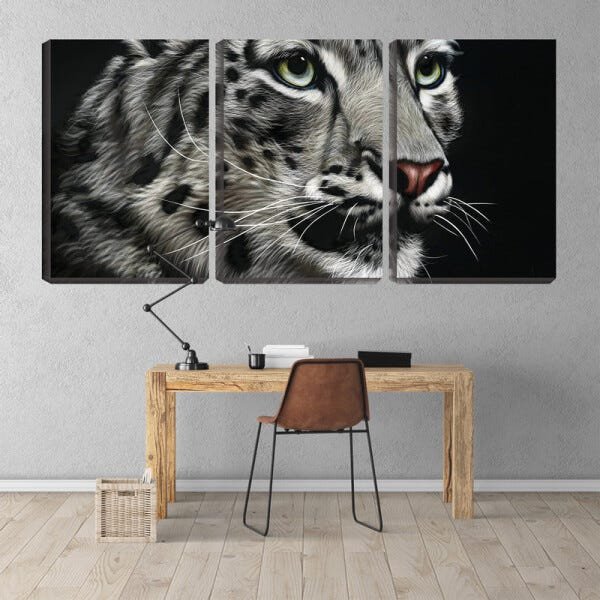 Quadro canvas 80x140 felino sobre fundo preto - 2