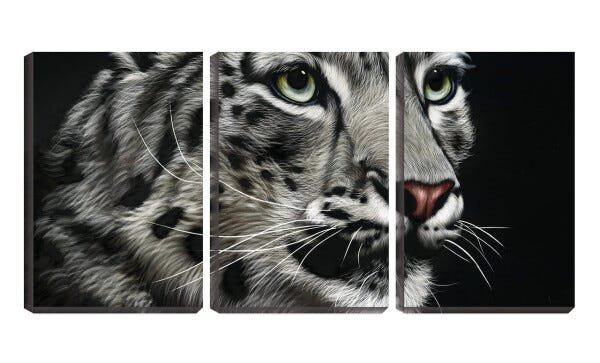 Quadro canvas 80x140 felino sobre fundo preto - 1