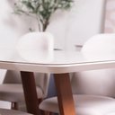 Ver imagem 5 de Conjunto de Jantar Mesa Retangular com Vidro Bennett 6 Cadeiras New Drop - Natural C/ Bege