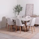 Ver imagem 1 de Conjunto de Jantar Mesa Retangular com Vidro Bennett 6 Cadeiras New Drop - Natural C/ Bege