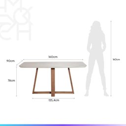 Conjunto de Jantar Mesa Retangular com Vidro Bennett 6 Cadeiras New Drop - Natural C/ Bege - 10