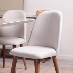 Conjunto de Jantar Mesa Retangular com Vidro Bennett 6 Cadeiras New Drop - Natural C/ Bege - 3