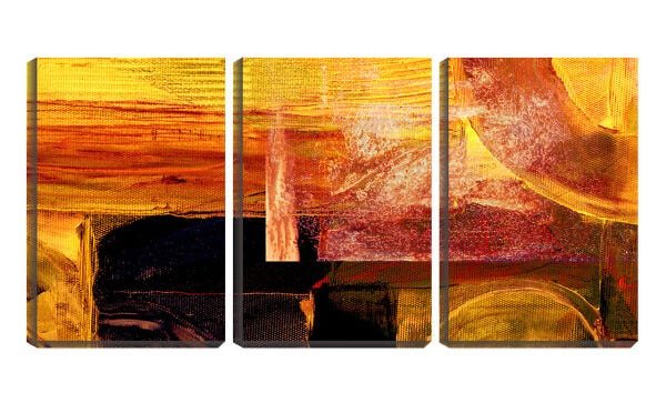 Quadro canvas 55x110 preto e laranja abstrato - 1