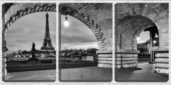 Quadro canvas 55x110 torre eiffel vista da ponte - 1