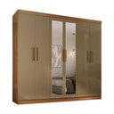 Ver imagem 2 de Guarda-roupa Solteiro Lancaster 6 Portas 3 Gavetas 100% Mdf com Espelho Cinamomo/cappuccino - Panora