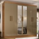 Ver imagem 1 de Guarda-roupa Solteiro Lancaster 6 Portas 3 Gavetas 100% Mdf com Espelho Cinamomo/cappuccino - Panora